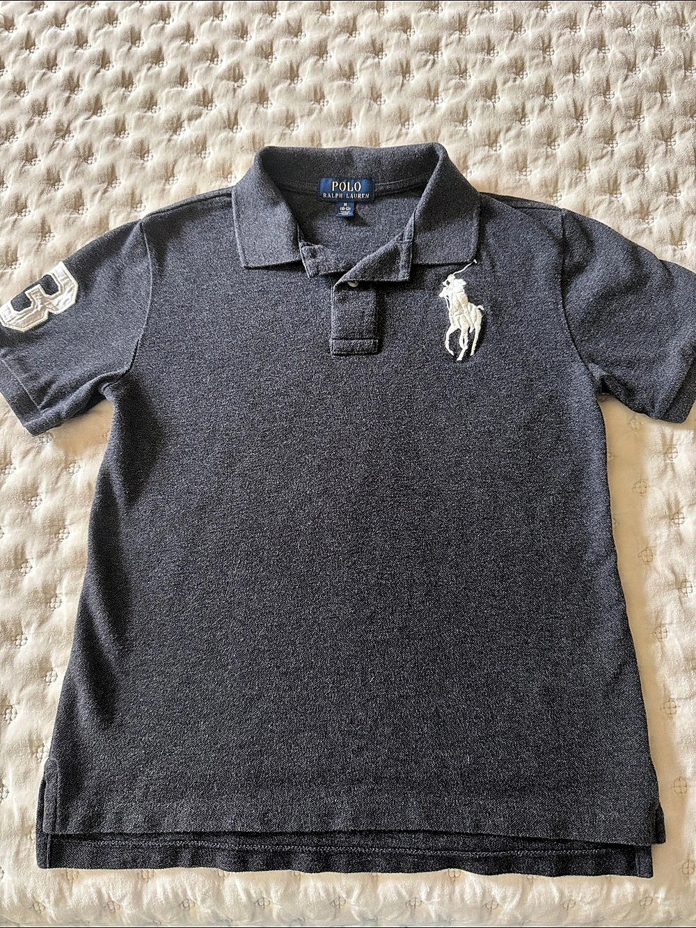 Polo Ralph Lauren Boys Cotton Mesh Polo Shirt Gray Medium